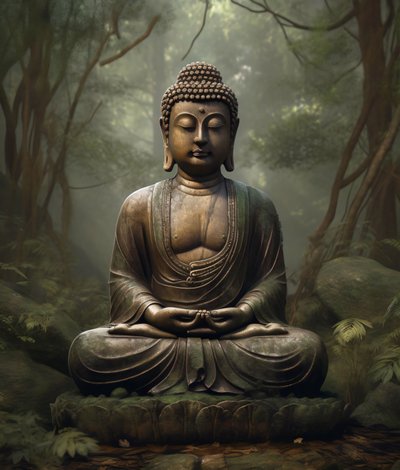 En spirituel buddhistisk udsmykning, fredfyldt meditation, vægbilleder på bestilling af F. Abderrahim
