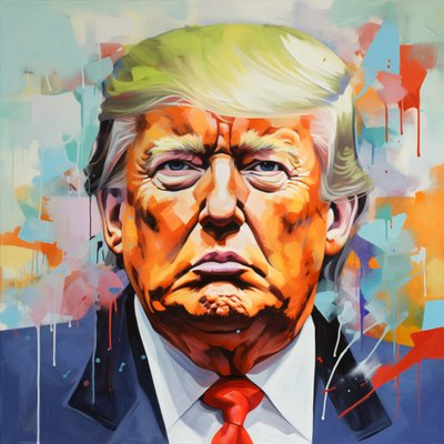 Donald Trump Canvas Oil Painting Print, indrammede Wood wall art prints af F. Abderrahim