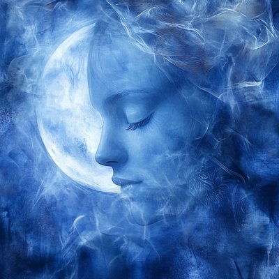 Storslået Selene Moon whisper isoleret på hvid baggrund, væg til boligindretning af F. Abderrahim