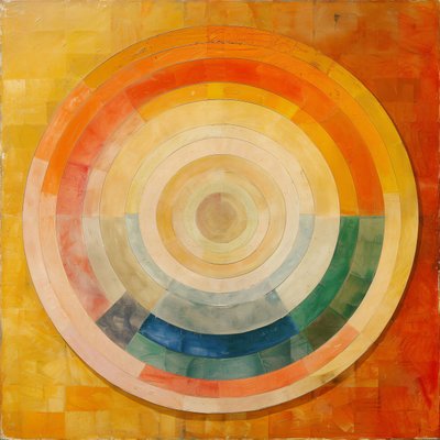Abstrakt oliemaleri, mystisk kunst, Hilma af Klint-stil, online kunsttryk af F. Abderrahim