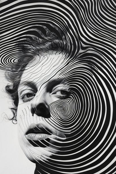 Mand i paranoid vortex, minimalistisk tegning, brugerdefinerede lærredstryk af F. Abderrahim