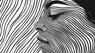 Minimalistisk Single Line Style, kvindeansigt, vægdekoration | print on demand af F. Abderrahim