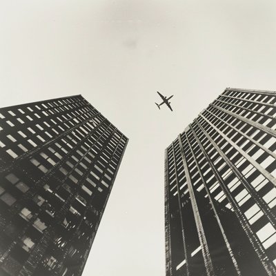 Fly, der flyver hen over to tårne, fotografi med  sort, vægbilleder på forespørgsel af F. Abderrahim