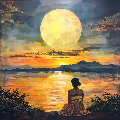 Santa Catalina Mountains and water Sunset, online canvas print on demand af F. Abderrahim