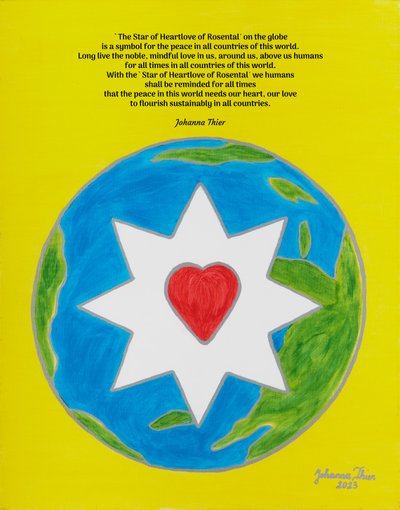 Stjernen af Rosenkærlighed som symbol for fred i alle lande i denne verden af Johanna Thier