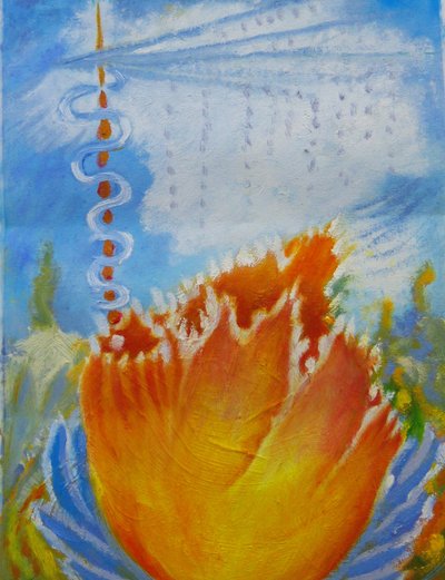 Orange blomst af Elzbieta Goszczycka