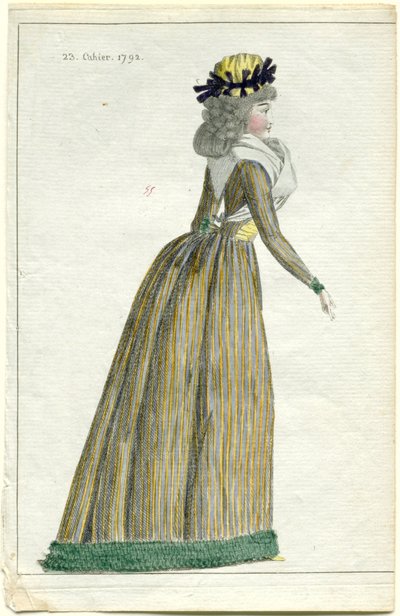 mode nyheder Tidsskrift for mode og smag, 10. oktober 1792, 23. notesbog, pl. 1 af A.B. Duhamel (possibly)