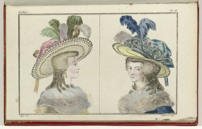 Cabinet des Modes eller New Modes, 1. august 1786, pl. III af A.B. Duhamel