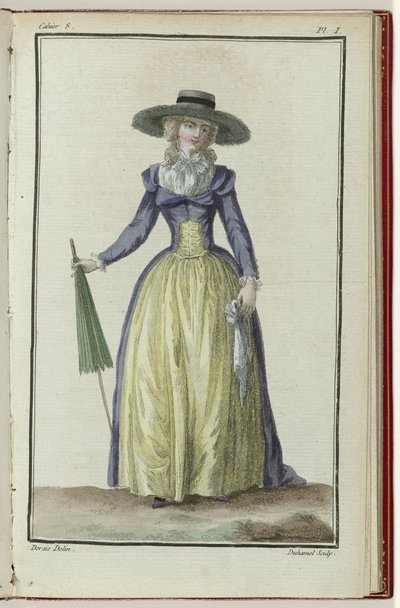 Cabinet des Modes eller Les Modes Nouvelles, 1. marts 1786, 8. notesbog, pl. jeg af A.B. Duhamel