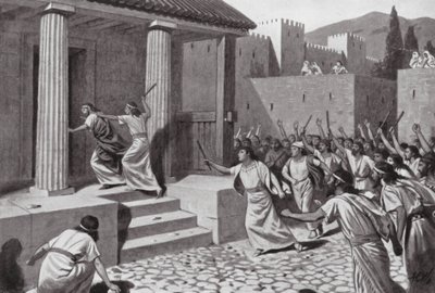 Alcander blinder Lycurgus (litografi) af A.C. Weatherstone