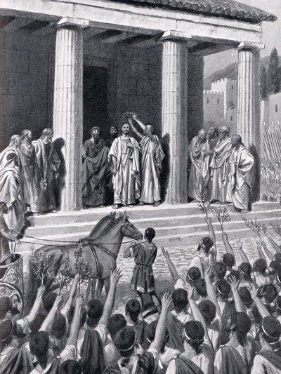 Themistokles hædret i Sparta, illustration fra 