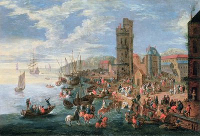 En havnescene af A.F. and Bouts, P. Boudewyns