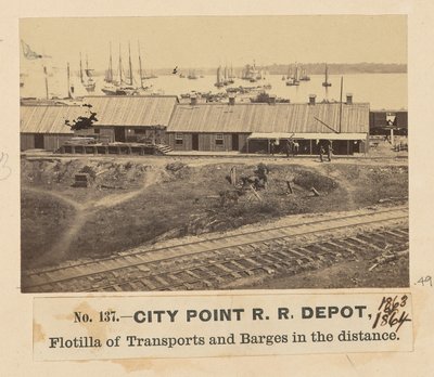 City Point Railroad Depot af A.J. Russell