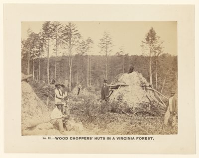 Nr. 181. Skovhuggernes hytter i en skov i Virginia. af A.J. Russell