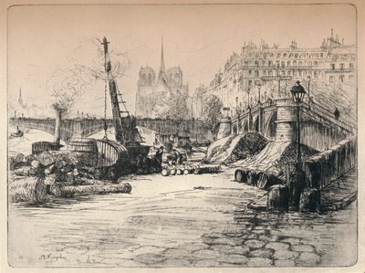 Notre-Dame og Quai de Bethune, 1915 af AR Kempken