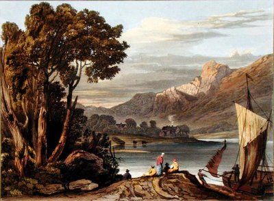 Det Nye Vejr. Looking up the River, plade 11 fra Description of the River Wye, indgraveret af Theodore Henry Fielding (1781-1851), 1818 (håndfarvet akvatint) af A.V. Copley after Fielding