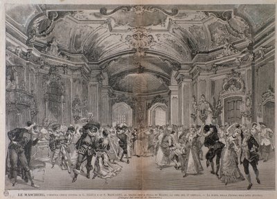 Illustrationer til operaen Le Maschere af Pietro Mascagni til forestillingen i teatro alla Scala i Milano af A. (after) Bonamore