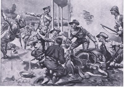 Angrebet på Hamel Fontein Farm, fra After Pretoria: The Guerilla War udgivet af Harmsworth Bros Limited, 1901 af A. C. Ball