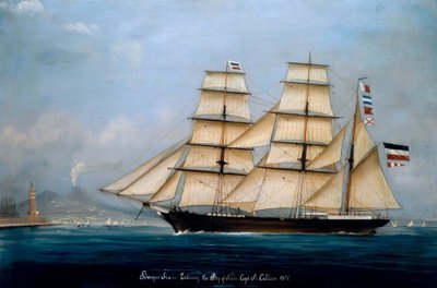 Barque Sirene på vej ind i Napoli-bugten, kapt. A. Calliess af A. Calliess