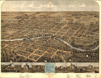 South Bend, Indiana 1866. af A.; Chicago Lithographing Co. Ruger