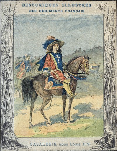 Kavaleri under Louis XIV - Fra et beskyttende hylster til skolebøger, slutningen af 1800-tallet - Kavaleri sous Louis XIV - illustration af A Demarle - Protege notesbook historique, slutningen af 1800-tallet - af A. Demarle