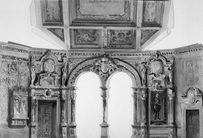 Scenografi til Ruy Blas (1838) af Victor Hugo (1802-85), genoplivning ved Comedie Francaise i 1879 (wc på papir) af A. Devred
