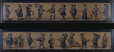 Les Cris de Paris, i 1634 (olie på træ) af A. Doy
