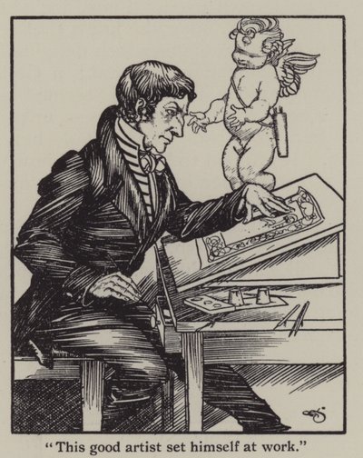 Illustration til The Essays of Elia af Charles Lamb (litho) af A. Garth Jones