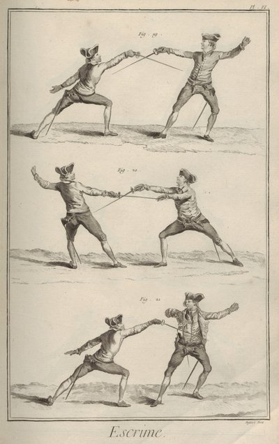 Fægtning. Fra Encyclopédie af Denis Diderot og Jean Le Rond d