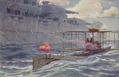 Østrig-ungarsk vandfly passerer et slagskib, Første Verdenskrig, 1914-1918 af A. Kircher