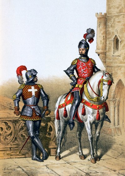 Kaptajn for bueskytterne i Paris og en kavaler, 1400-tallet, 1887 af A. Lemercier