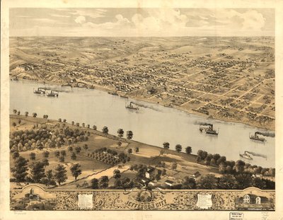 Jefferson City, Missouris hovedstad, set i fugleperspektiv i 1869. LOC 73693479 af A. Ruger