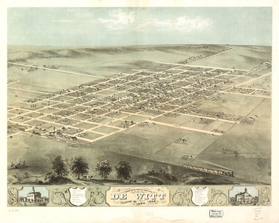 Fugleperspektiv af byen De Witt, Clinton Co, Iowa 1868. LOC 73693396 af A. Ruger