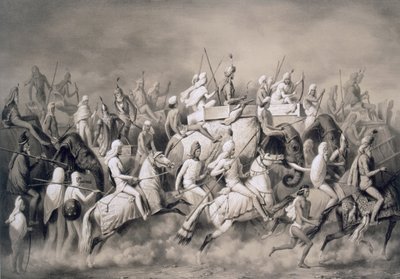 Chir Singh, Maharajah af sikherne og konge af Punjab med sit følge på jagt nær Lahore, 1859 af A. Soltykoff