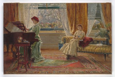 Et interiør med to damer, 1880 af A. Trevor Haddon