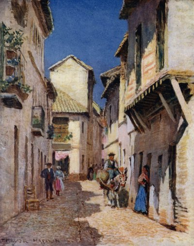 Cordova, A Street (farve litho) af A. Trevor Haddon