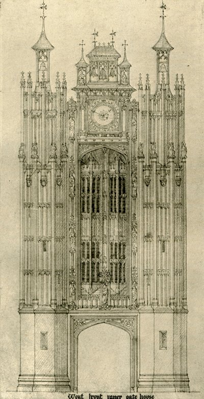 Arkitekttegning: vestfront indre porthus, 1833-1834, 1906. af A. W. N. Pugin