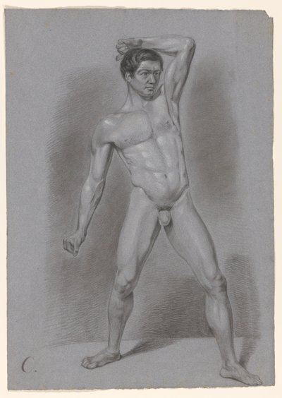 Stående nøgen mand, set forfra af A. Waterloo (attributed to)
