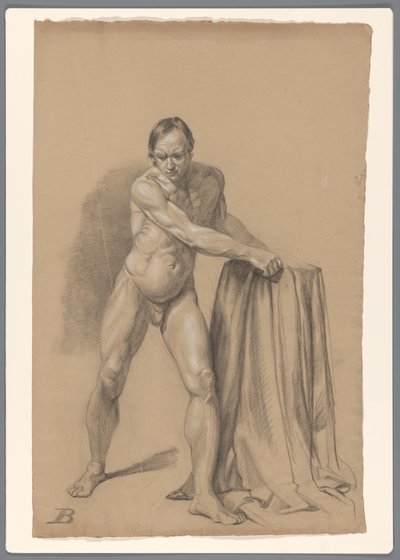 Stående nøgen mand, set forfra af A. Waterloo (attributed to)