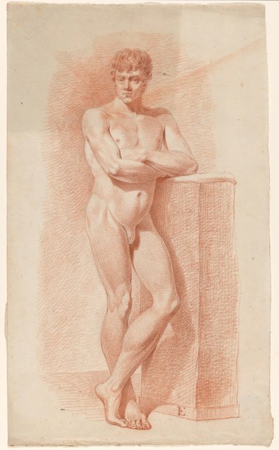 Stående nøgen mand, set forfra af A. Waterloo (attributed to)