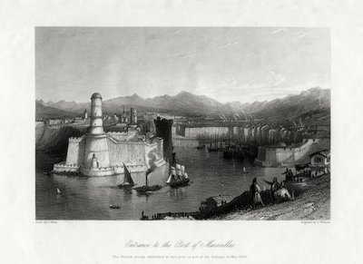 Indgang til havnen i Marseille, Frankrig, 1875 af A. Willmore