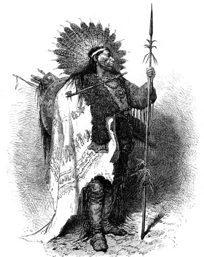 En indianer, USA, 1800-tallet. af A. de Neuville