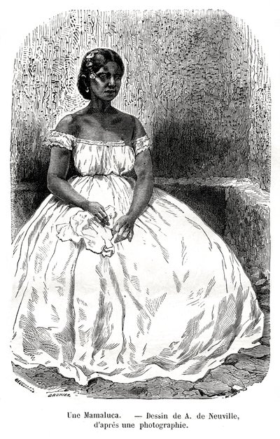 Une Mamaluca, Brazil, 19th century. af A. de Neuville