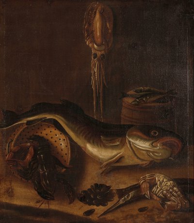 Stilleben med fisk af A. van Doeff