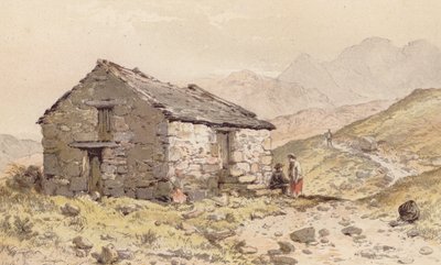 Hytte ved Ghorphwysfa, Nordwales (chromolitho) af Aaron Edwin Penley