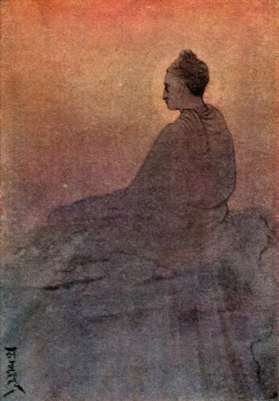 Buddhas sejr (farve litho) af Abanindranath Tagore