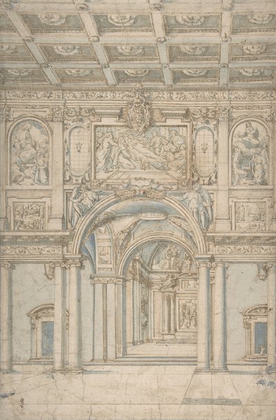 Studie af det indre af Santa Maria Maggiore i Rom., 1621-46. af Abbate Paolo de Angelis