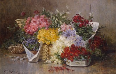 Blomsterstilleben (olie på lærred) af Abbott Fuller Graves