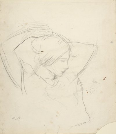 Pige, der sætter sit hår af Abbott Handerson Thayer