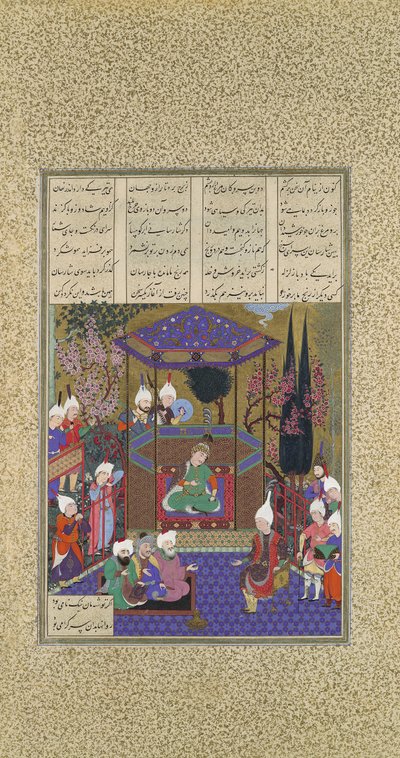 Zal udlægger magiernes mysterier, folio 87v fra Shahnama Kings Book..., c1525. af 